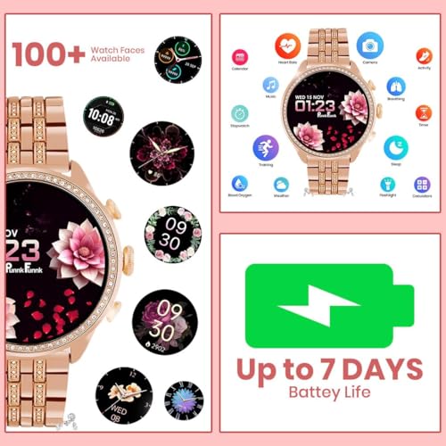 PunnkFunnk GEN 12 Smart Watch Specially Made for Girls & Womens Music Smartwatch with Golden Strap | 1.30 Inch Amoled Sunlight Proof Display (Diamond Gold) - Image 5
