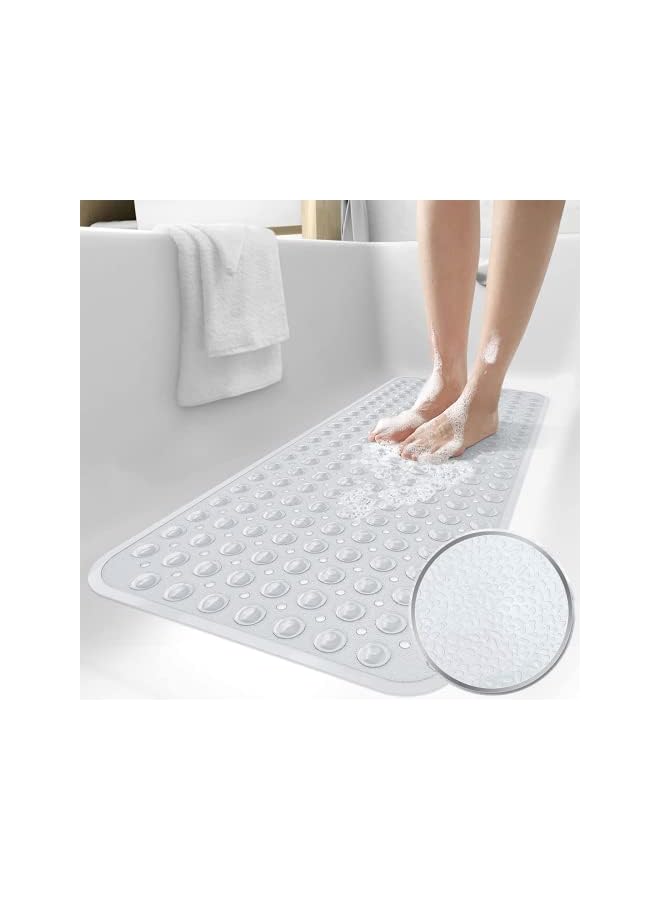 IAF Bathtub Mats for Shower Tub, Extra Long Non-Slip Bath Tub Mat with Suction Cups and Drain Holes, 100x40cm Shower Mat for Bathroom Washable, Clear - Image 2