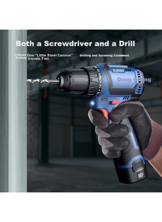 DONG Cheng Dongcheng 16v Brushless Electric Drill, Dual 2.0ah Batteries, Household Rechargeable Electric Screwdriver, Lithium Battery, Dcjz1603e - Image 3