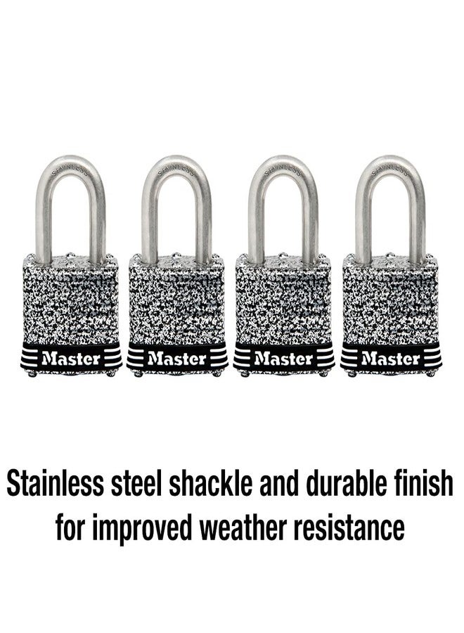 Master Lock 3SSQ Stainless Steel Outdoor Padlock with Key, 4 Pack Keyed-Alike - Image 3