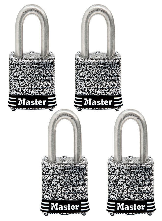 Master Lock 3SSQ Stainless Steel Outdoor Padlock with Key, 4 Pack Keyed-Alike - Image 1