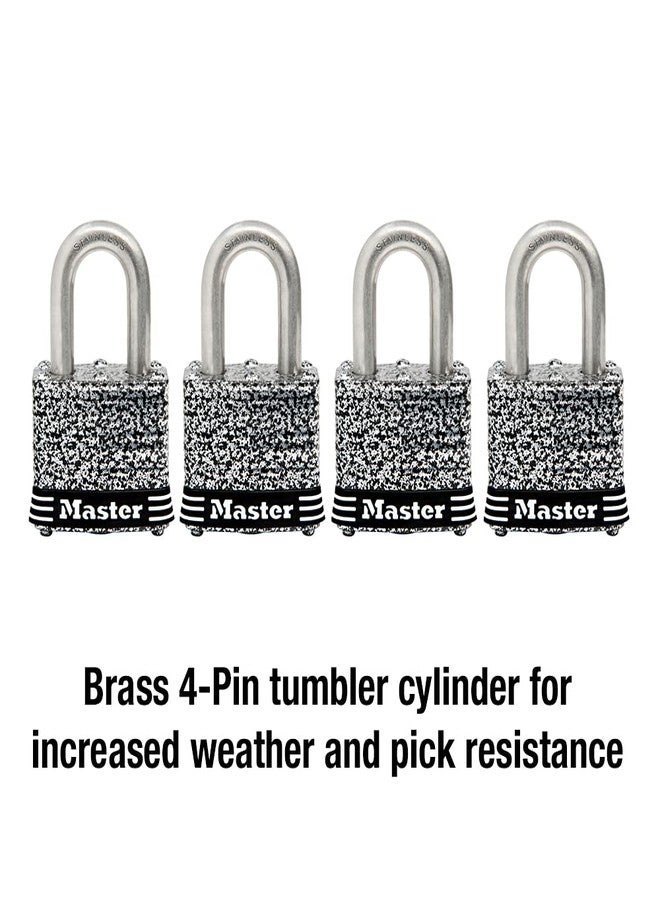 Master Lock 3SSQ Stainless Steel Outdoor Padlock with Key, 4 Pack Keyed-Alike - Image 4