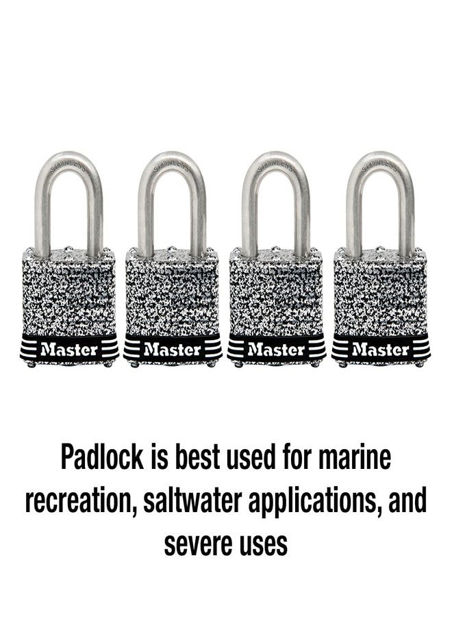 Master Lock 3SSQ Stainless Steel Outdoor Padlock with Key, 4 Pack Keyed-Alike - Image 2