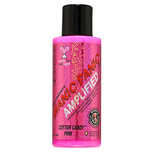 MANIC PANIC Cotton Candy Pink Hair Color  Amplified  Semi Permanent Hair Dye  Bright Pink Cool Toned Color  Glows in Blacklight  Vegan PPD  AmmoniaFree  For Coloring Hair on Women  Men