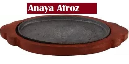 طبق سزلر من أنيا أفروز مصنوع من الخشب والحديد الزهر مع قاعدة خشبية بشكل بيضاوي وتصميم عصري - Image 3