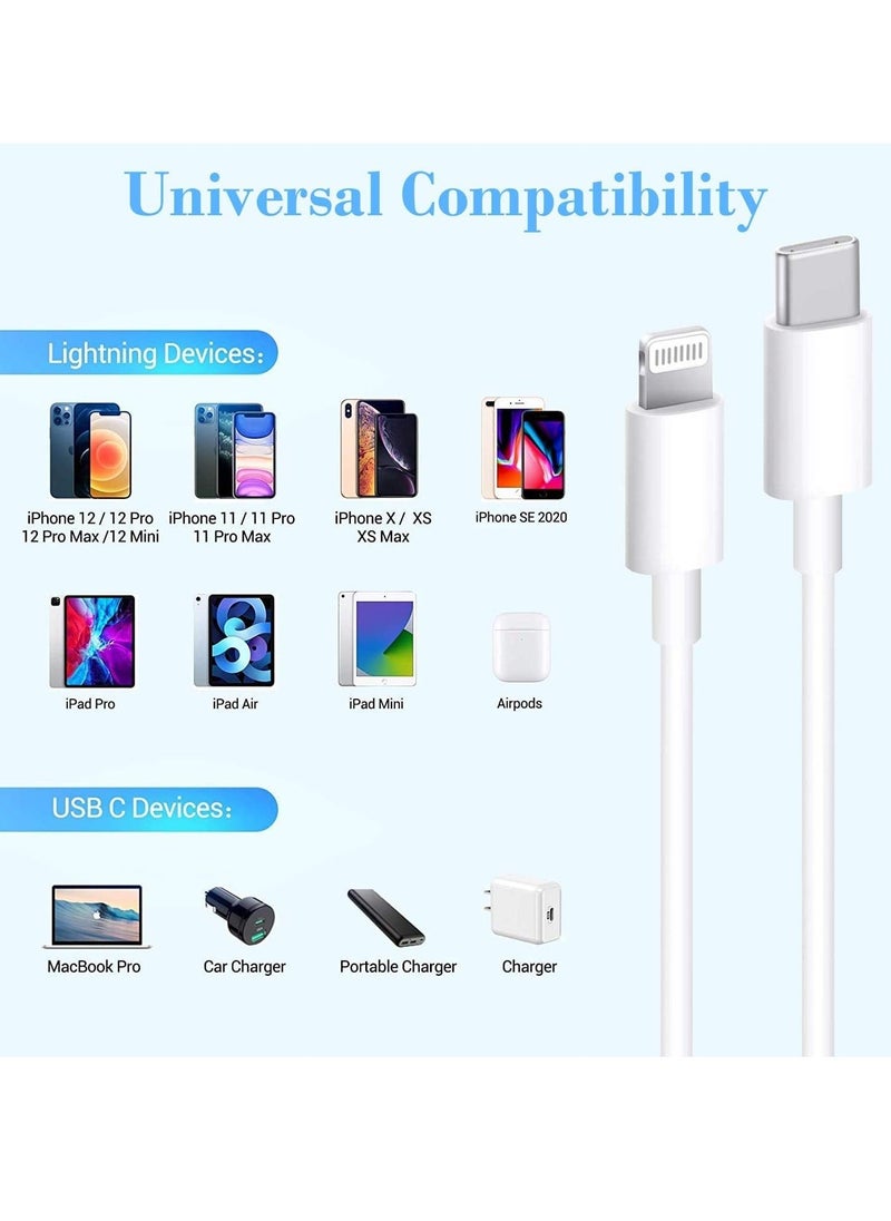 [Apple MFi Certified] USB-C to Lightning Cable 20W, 2 Pack 6.6FT Power Delivery Fast Charging Data Sync Type C PD Quick Charger Compatible with iPhone 12/12 Pro/11/XS/XR/X 8/iPad/AirPods Pro