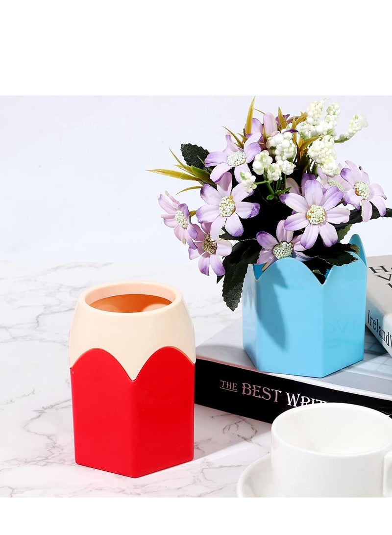 Excefore Pencil Shaped Pen Holders Container Makeup Brush Pot Vase Stationery Desk Organizer Plastic, for Classroom Storage Home Office Decoration (Blue, Green, Pink, Purple, Red, 5pc)  - Image 4