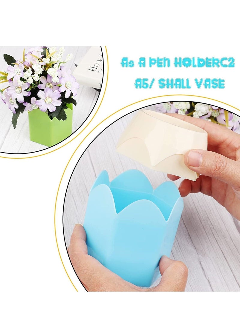 Excefore Pencil Shaped Pen Holders Container Makeup Brush Pot Vase Stationery Desk Organizer Plastic, for Classroom Storage Home Office Decoration (Blue, Green, Pink, Purple, Red, 5pc)  - Image 3