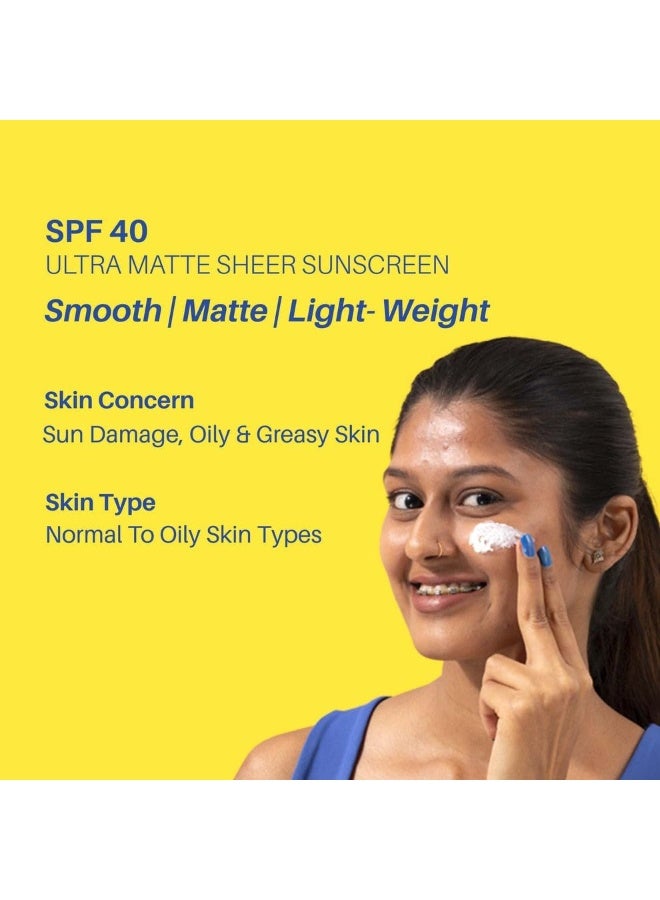 DermDoc Ultra Matte Sheer Sunscreen with SPF 40 & PA+++ Broad Spectrum 45g - Image 3