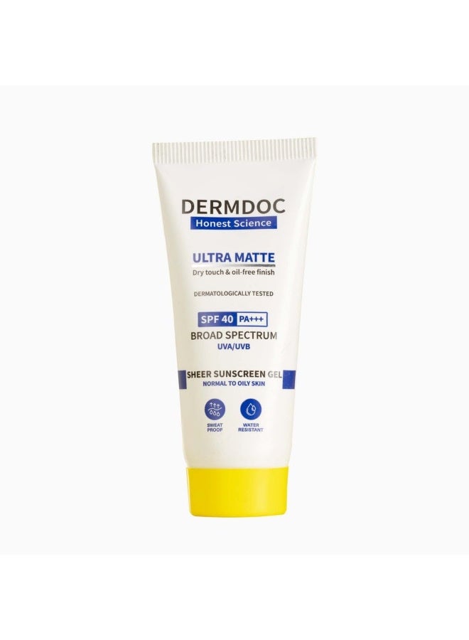 DermDoc Ultra Matte Sheer Sunscreen with SPF 40 & PA+++ Broad Spectrum 45g - Image 1