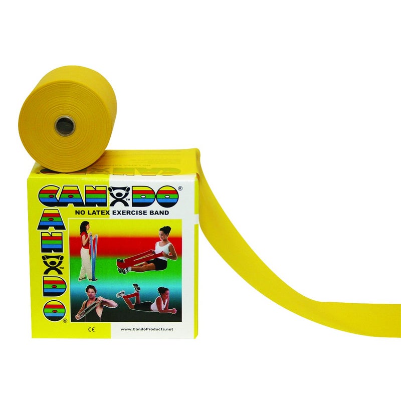 Cando 10-5621 Yellow Latex-Free Exercise Band, X-Light Resistance, 50 yd Length - Image 1