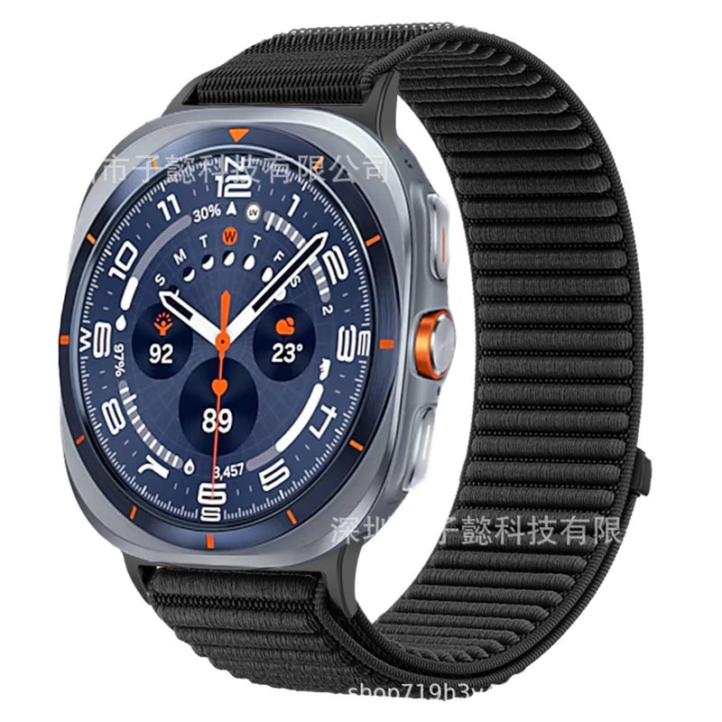 Adjustable Blue Nylon Loop Strap Smartwatch Band Compatible with Samsung Galaxy Watch Ultra with Fit Replacement Strap - Image 5