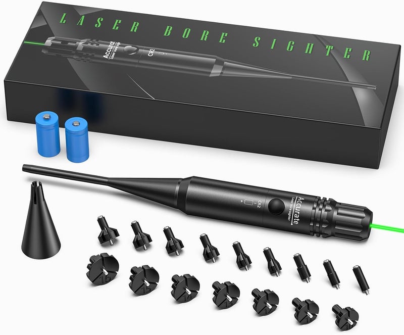 EZshoot Bore Sight Kit for .17 to 12GA Caliber Rifles Pistols Green or Red Laser Sight Boresighter with Big Button Switch - Image 1