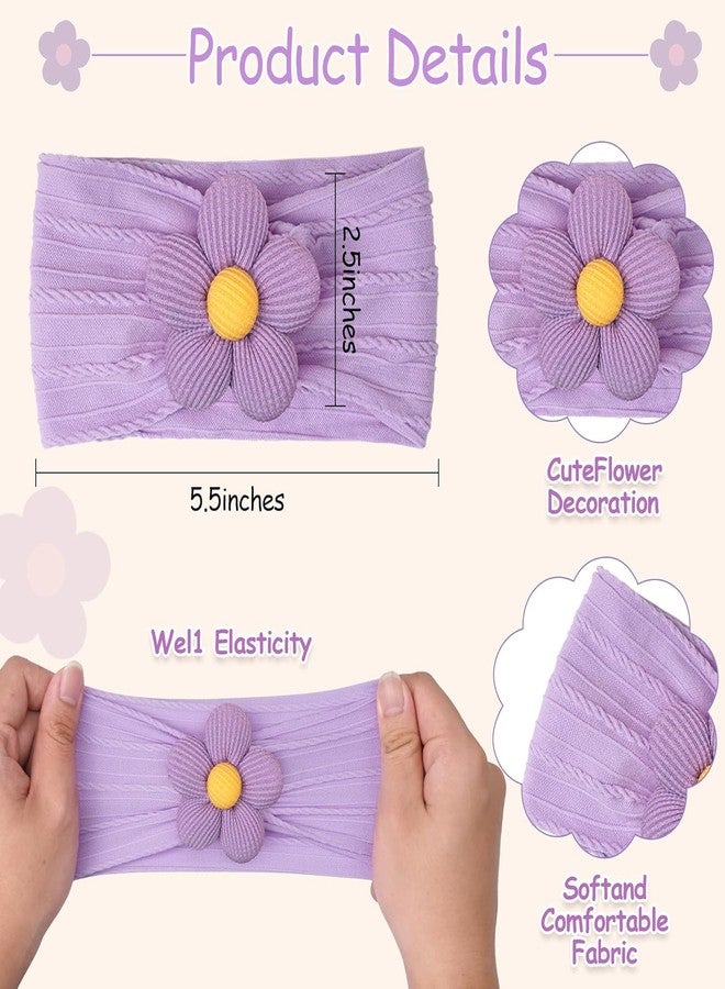 BAKEFY - 6 Colors Baby Flower Headbands Baby Girls Nylon Headband Soft Hairbands Hair Accessories for Newborn Infant Toddler Kids - Image 3