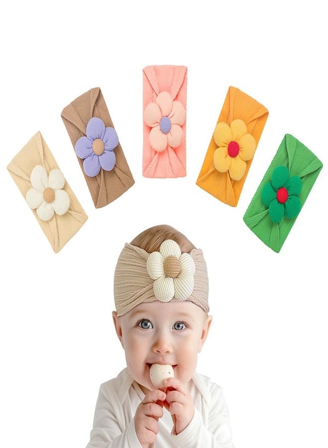 BAKEFY - 6 Colors Baby Flower Headbands Baby Girls Nylon Headband Soft Hairbands Hair Accessories for Newborn Infant Toddler Kids - Image 2