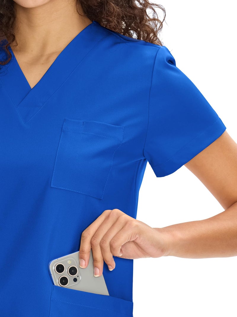 COZYFIT Scrubs for Women Set Medical Uniform - V-Neck Top & Straight Leg Pants with 9 Pockets, Unisex Workwear COZY SCRUBS, Royal Blue, S - Image 4