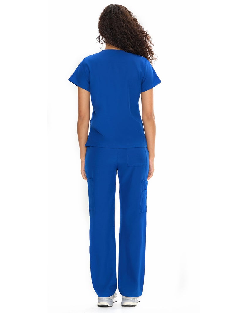 COZYFIT Scrubs for Women Set Medical Uniform - V-Neck Top & Straight Leg Pants with 9 Pockets, Unisex Workwear COZY SCRUBS, Royal Blue, S - Image 2