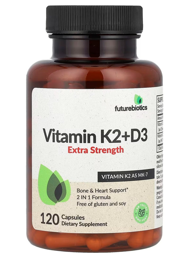 Futurebiotics Vitamin K2 + D3, Extra Strength, 120 Capsules - Image 1
