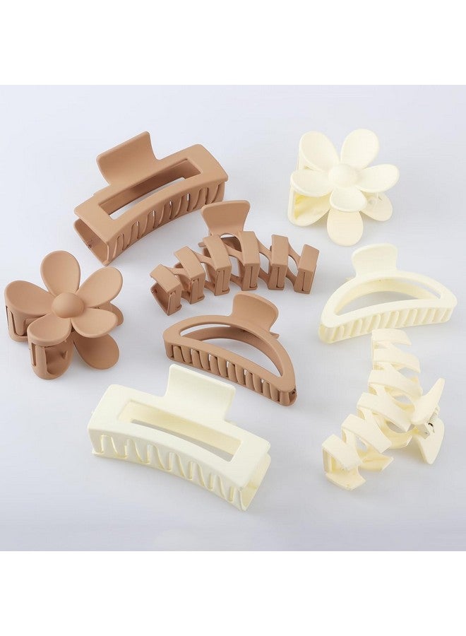 Lupro Large Hair Claw Clip Set for Women & Girls Thick, Long Hair Styling Clips, Aesthetic Korean Plastic Clutcher, Durable & Non-Slip, Perfect for Updos & Daily Use (8pcs) - Image 1