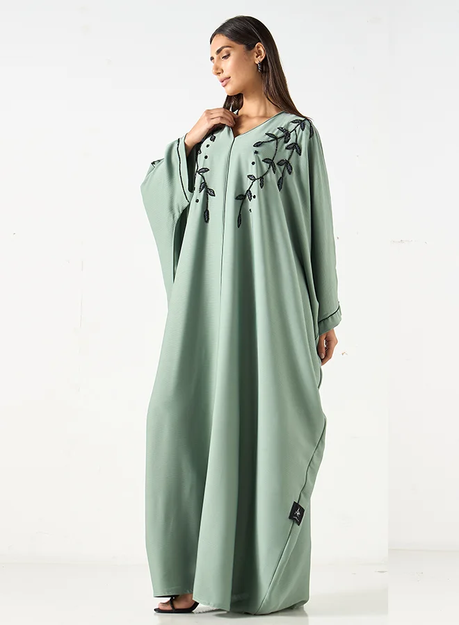 Hadiyath Al Madinah Embroidered Bisht Abaya - HM