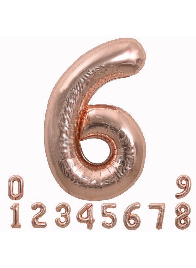 TONIFUL بالونات أرقام كبيرة باللون الوردي الذهبي 40 بوصة من تونيفول 0-9، بالونات هيليوم رقم 6 رقم 6، بالونات رقم كبيرة من فويل مايلار لزينة عيد الميلاد واحتفالات الذكرى السنوية - Image 1