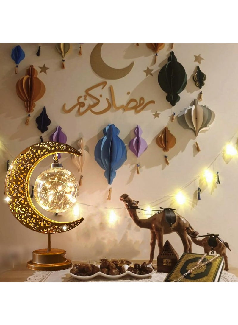 YOUGE Moon Lamp,Ramadan Decorations for Home,Eid Mubarak Decorations,Ramadan Lights Decorations,Enchanted Lunar Lamp,Ramadan Home Table Decor,Galaxy Light,Moon Night Light,Battery Operated Lamp - Image 3