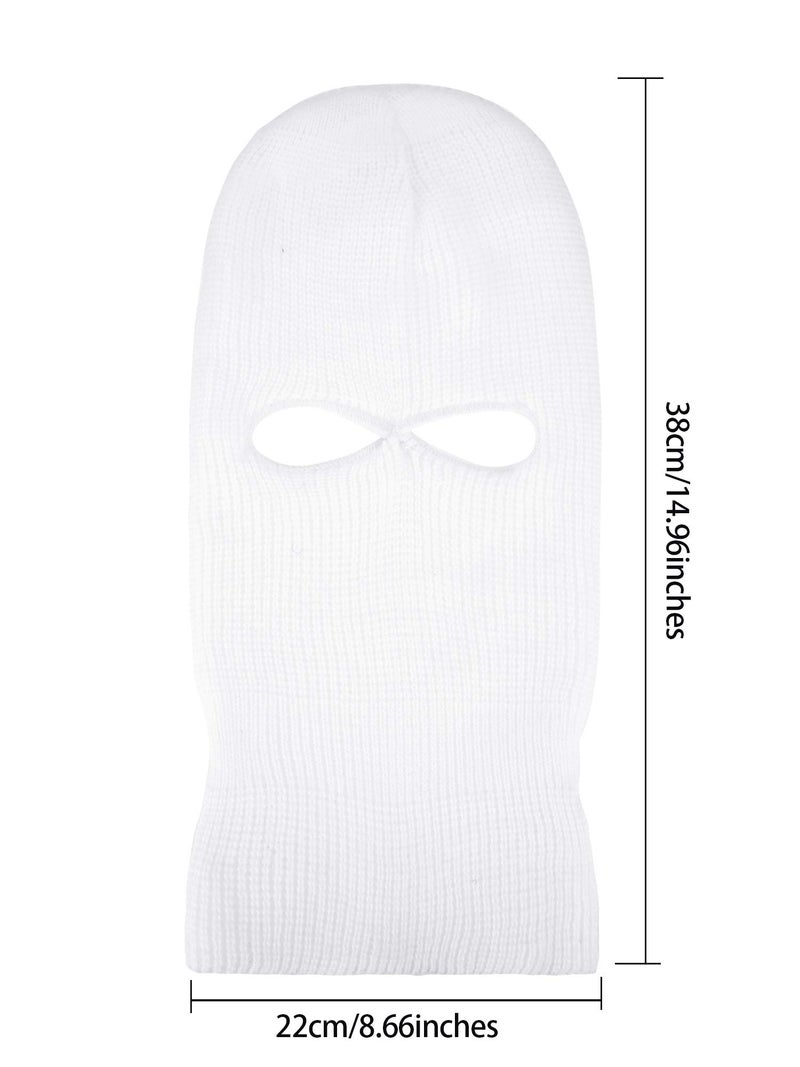 SATINIOR 2-Hole Knitted Ski Mask Full Face Mask Cover Neck Gaiter Winter Balaclava Warm Knit Beanie for Outdoor Sports(Medium,White) - Image 3