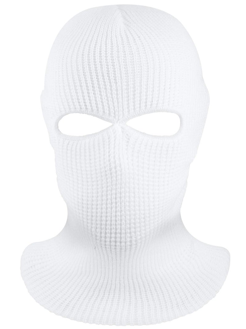 SATINIOR 2-Hole Knitted Ski Mask Full Face Mask Cover Neck Gaiter Winter Balaclava Warm Knit Beanie for Outdoor Sports(Medium,White) - Image 2