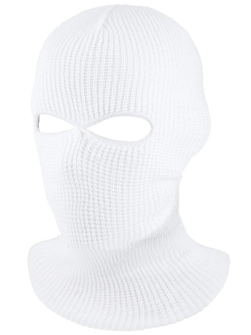 SATINIOR 2-Hole Knitted Ski Mask Full Face Mask Cover Neck Gaiter Winter Balaclava Warm Knit Beanie for Outdoor Sports(Medium,White) - Image 1