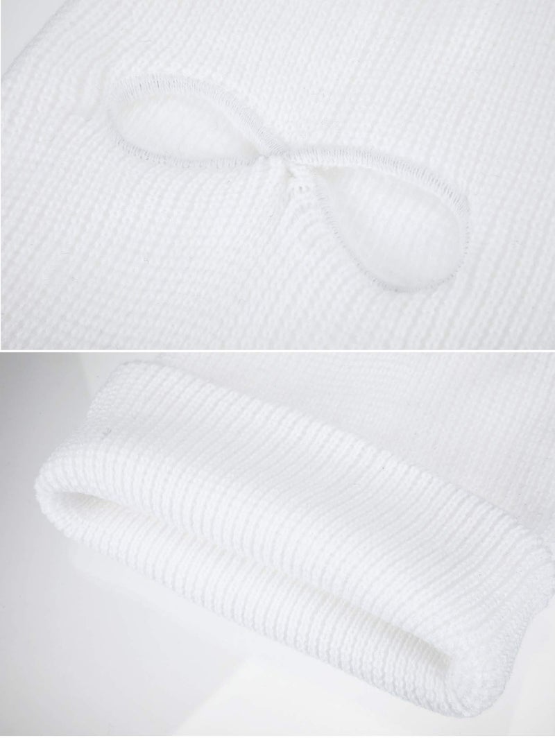 SATINIOR 2-Hole Knitted Ski Mask Full Face Mask Cover Neck Gaiter Winter Balaclava Warm Knit Beanie for Outdoor Sports(Medium,White) - Image 4