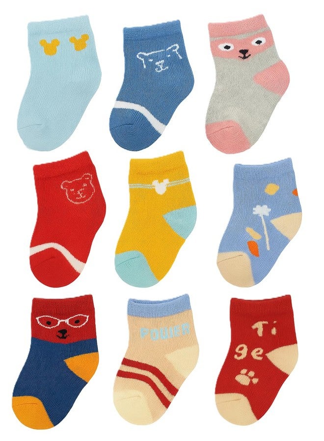 CUTEABLY جوارب أطفال لطيفة، تصميم حيوانات كرتونية، عبوة متعددة الألوان، مقاس حديثي الولادة (بوصة، العمر، 0 شهر، 6 أشهر، 2، متعدد الألوان) - Image 1