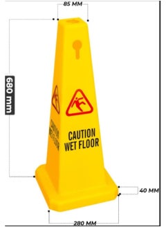 Festive Gallery Caution 4 Sides View Wet Floor Safety Cone | Highly Visible Yellow Wet Floor Sign for Safety | Easily Noticable Floor Sign 68x28x28 cm  - Image 2