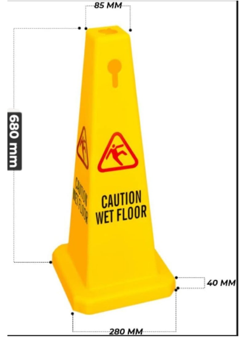 Festive Gallery - Caution 4 Sides View Wet Floor Safety Cone | Highly Visible Yellow Wet Floor Sign for Safety | Easily Noticable Floor Sign 68x28x28 cm - Image 1