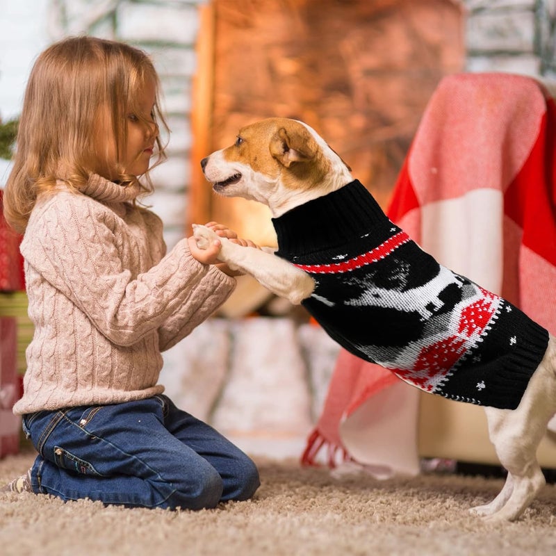 Reginary 4 Pieces Dog Christmas Sweater Warm Knit Dog Sweater Turtleneck Cute Soft Dog Sweater Costume Reindeer Snowflake Dog Christmas Outfit Cold Weather Pet Christmas Clothes for Dog Puppy Small - Image 4