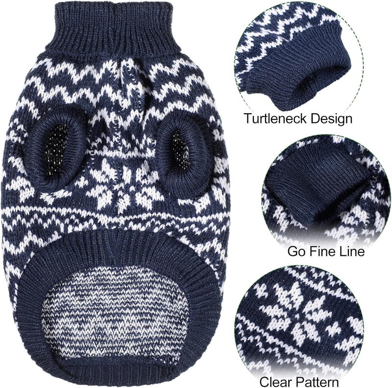 Reginary 4 Pieces Dog Christmas Sweater Warm Knit Dog Sweater Turtleneck Cute Soft Dog Sweater Costume Reindeer Snowflake Dog Christmas Outfit Cold Weather Pet Christmas Clothes for Dog Puppy Small - Image 3