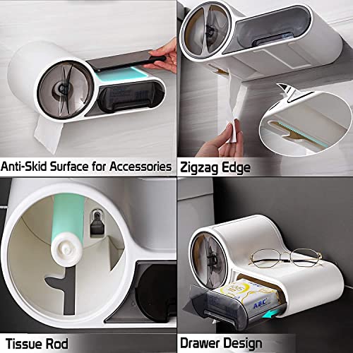 Zeinwap Self Adhesive Magic Sticker Series Waterproof Toilet Paper Holder/Tissue Roll Holder Plastic Material (White,Pack of 1) - Image 5