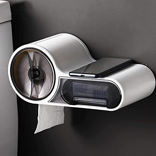 Zeinwap Self Adhesive Magic Sticker Series Waterproof Toilet Paper Holder/Tissue Roll Holder Plastic Material (White,Pack of 1) - Image 1