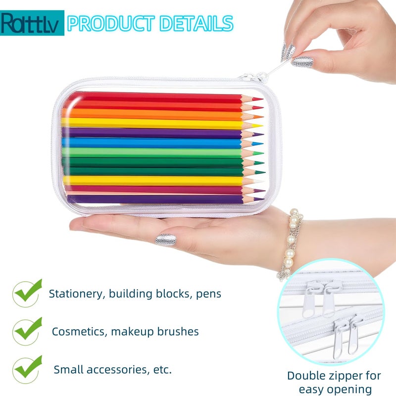 Rdttlv Thickened Clear Hard Shell Zipper Case,Professional-Grade Plastic Clear Zipper Pencil Case, Toiletry Pouch, Travel Organizer, Cosmetic Bag, Toy Storage Bins (2PCS-M) - Image 3