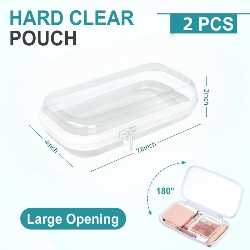 Rdttlv Thickened Clear Hard Shell Zipper Case,Professional-Grade Plastic Clear Zipper Pencil Case, Toiletry Pouch, Travel Organizer, Cosmetic Bag, Toy Storage Bins (2PCS-M) - Image 2