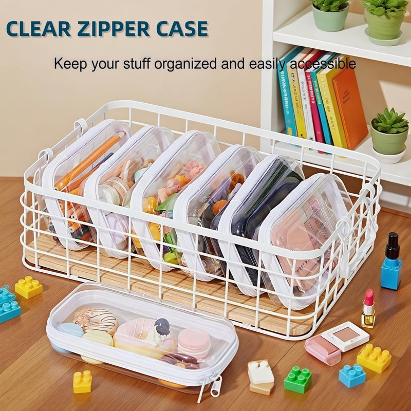 Rdttlv Thickened Clear Hard Shell Zipper Case,Professional-Grade Plastic Clear Zipper Pencil Case, Toiletry Pouch, Travel Organizer, Cosmetic Bag, Toy Storage Bins (2PCS-M) - Image 5