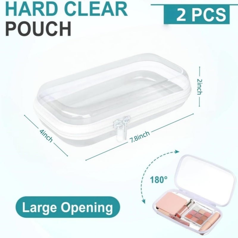 Rdttlv Thickened Clear Hard Shell Zipper Case,Professional-Grade Plastic Clear Zipper Pencil Case, Toiletry Pouch, Travel Organizer, Cosmetic Bag, Toy Storage Bins (2PCS-S) - Image 2