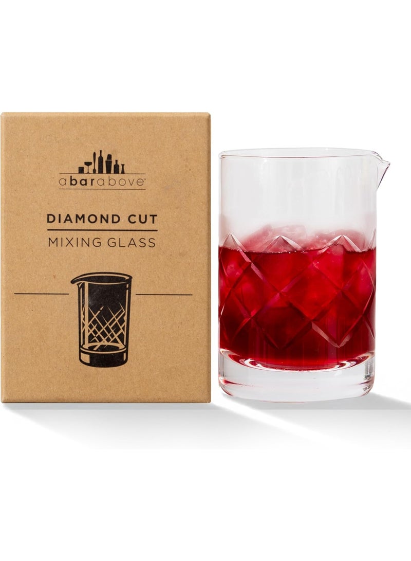 A Bar Above Cocktail Mixing Glass, Diamond Cut Crystal Stirring Pitcher, Thick Weighted Base for Stable Stirring, 18 Oz Drink Mixer, Bar Accessories, Ideal for Craft Cocktails at Home or Bars - Image 1