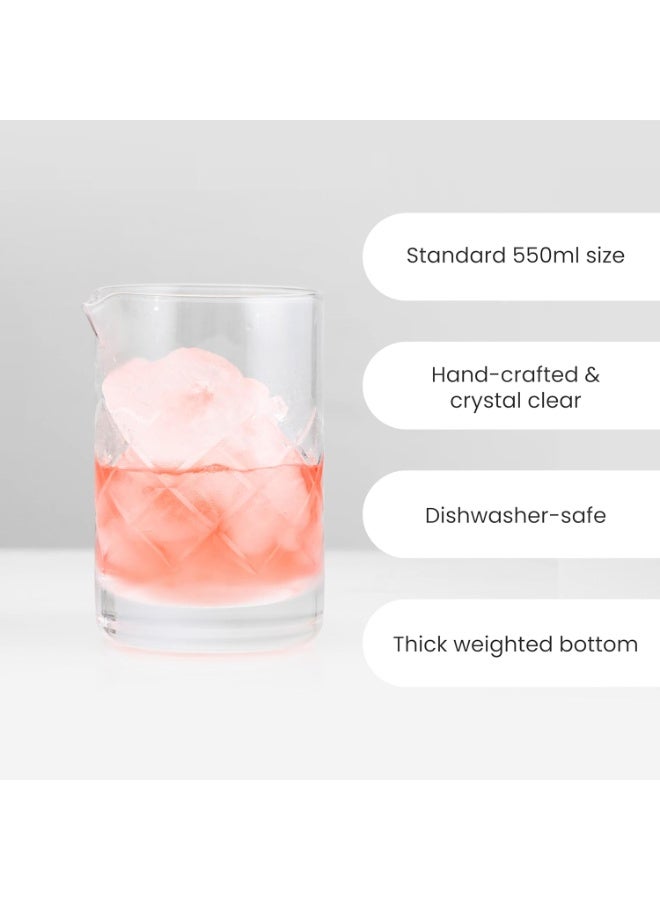 A Bar Above Cocktail Mixing Glass, Diamond Cut Crystal Stirring Pitcher, Thick Weighted Base for Stable Stirring, 18 Oz Drink Mixer, Bar Accessories, Ideal for Craft Cocktails at Home or Bars - Image 2