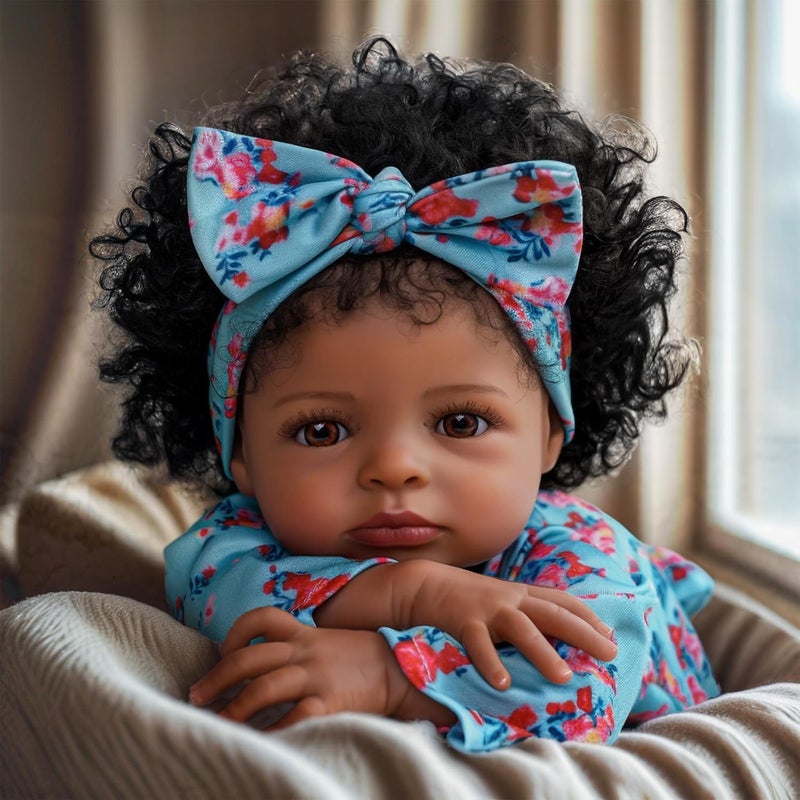 BABESIDE Lifelike Reborn Black Girl 18Inch Realistic Newborn Real Life Baby Dolls with Clothes and Toy Gift for Kids Age 3 - Image 4