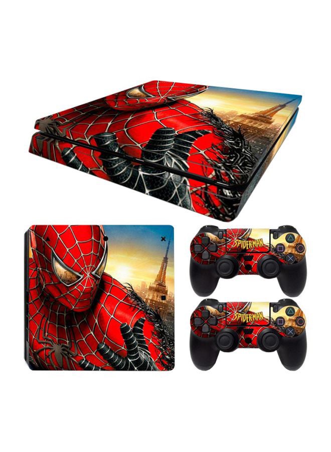 Flash Hawk 3-Piece Spider Man Printed Console And Controller Sticker Set For PlayStation 4 (PS4)