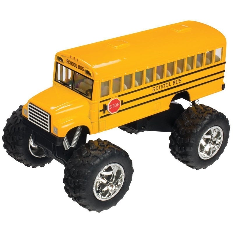 KiNSFUN 5" Monster School Bus Die Cast Metal Model, Pullback Action Toy Monster Truck - Image 5