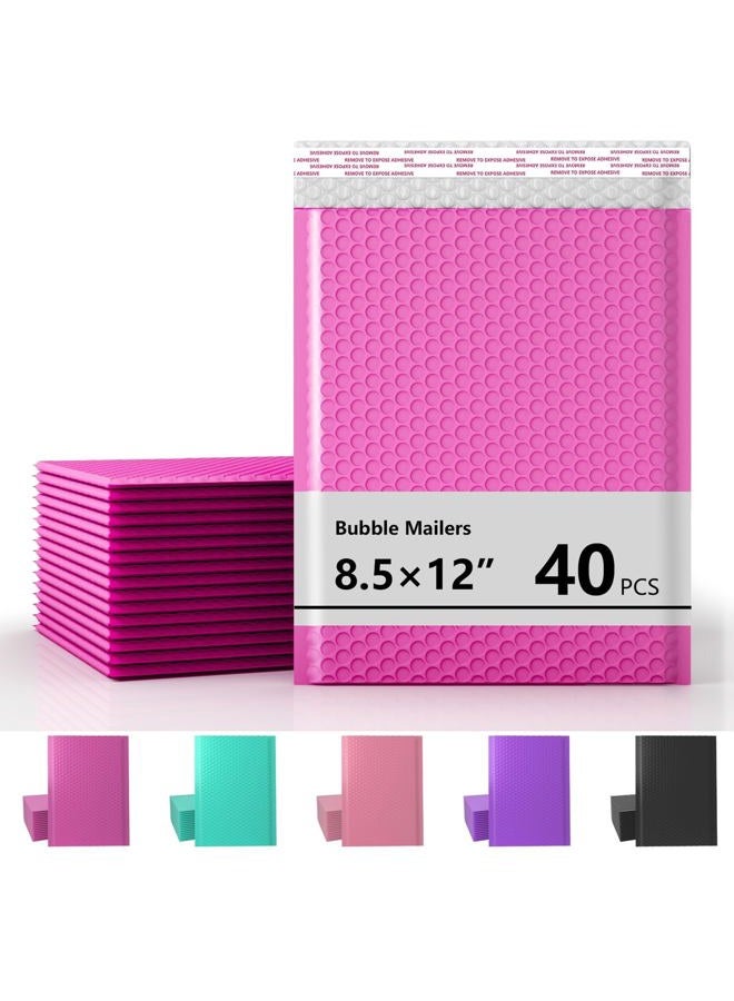 oceanite 8.5 x 12 Inch Bubble Mailers 40 Pack, Waterproof Self Seal Adhesive Shipping Bags, Cushioning Padded Envelopes for Shipping, Mailing - Hot Pink - Image 1