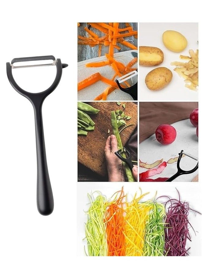 Happy Home - Deluxe Y-Shaped Vegetable Peeler A great kitchen tool, made of durable zinc and aluminum in black, easily glides over apples, carrots, or potatoes - Image 1