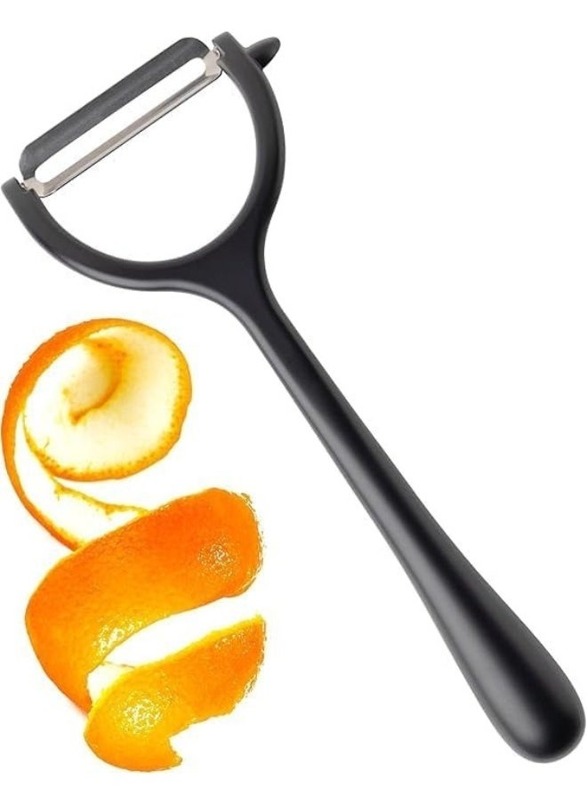 Happy Home - Deluxe Y-Shaped Vegetable Peeler A great kitchen tool, made of durable zinc and aluminum in black, easily glides over apples, carrots, or potatoes - Image 1