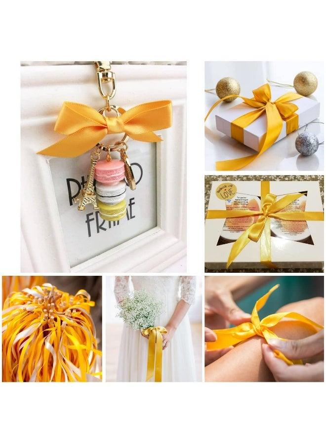 22 Meters Luxe Satin Ribbon – Premium Polyester Craft Ribbon, 4cm Width, Color: Yellow, Perfect for Gift Wrapping & Decoration - Image 3